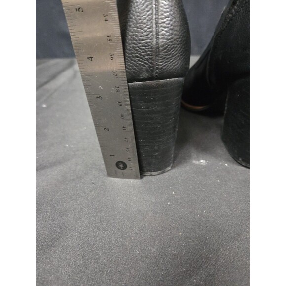 Lucca Lane Kat Ankle Boots Blqck Leather Almond Toe Zip Block Heel Size 7.5 M - Picture 4 of 6